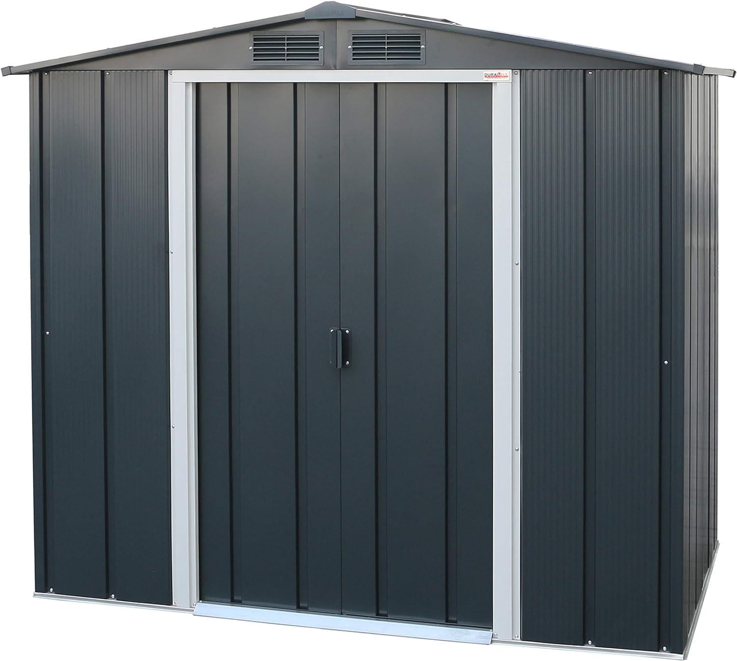 Duramax ECO 6 x 4 Hot-Dipped Galvanized Metal Garden Shed - Anthracite with Off-White Trimmings - 15 Years Warranty