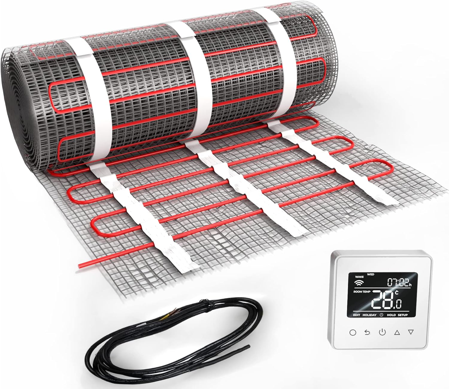 EconoHome Underfloor Electric Heating Mat - Fluoropolymer Heated Mat for Indoor Home Underfloor Insulation - Suited for Tile, Wood or Laminate - Inclusive of WiFi Smart Thermostat - 3.5 Square Metres