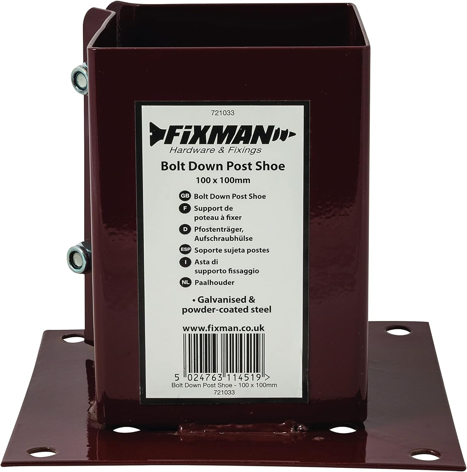 Fixman 995311 Bolt Down Post Shoe 75 x 75 mm