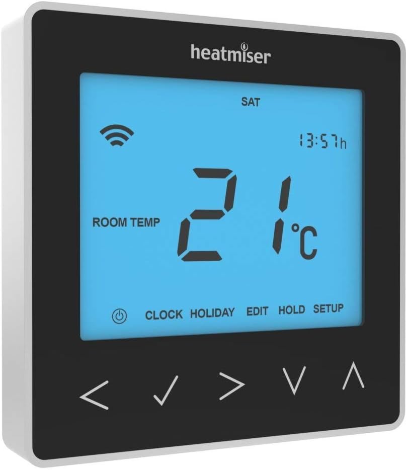 Heatmiser Black NeoStat-E 230V Programmable Thermostat for Electric Under Floor Heating