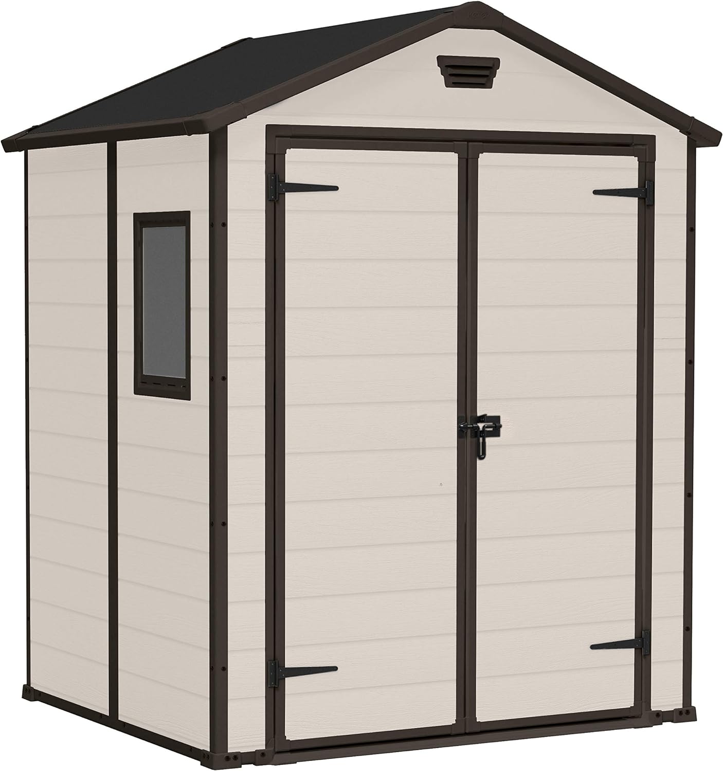 Keter Manor Outdoor Garden Storage Shed, Beige, 6 x 5 ft Store It Out Pro Outdoor Storage Shed, 145.5 x 82 x 123cm Beige/Brown