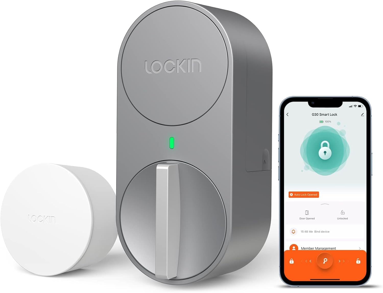 Lockin Smart Deadbolt WiFi, Silver Keyless Entry Door Lock with Bluetooth, Alexa Google Integration, Fits on Most Existing Deadbolts, Easy Installation Smart Lock