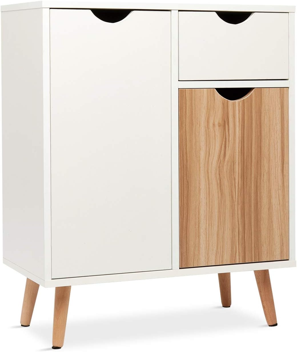 Mondeer Sideboard Storage Cabinet, Cupboard with Drawer and 2 Doors Free Standing Wooden for Living Room Bedroom Kitchen