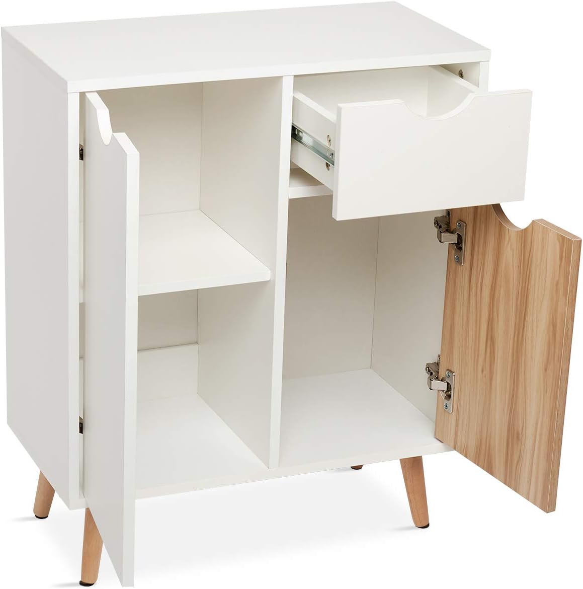 Mondeer Sideboard Storage Cabinet, Cupboard with Drawer and 2 Doors Free Standing Wooden for Living Room Bedroom Kitchen