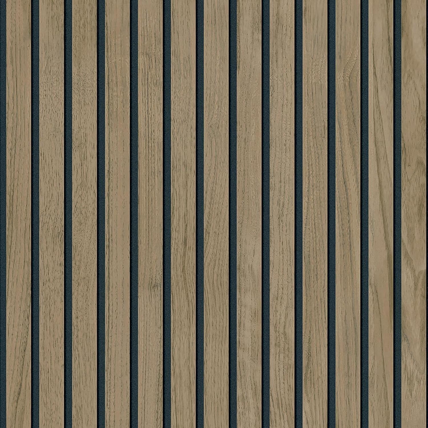 Panacea Wood Slats Wallpaper Walnut - Brown/Black - Belgravia 1157