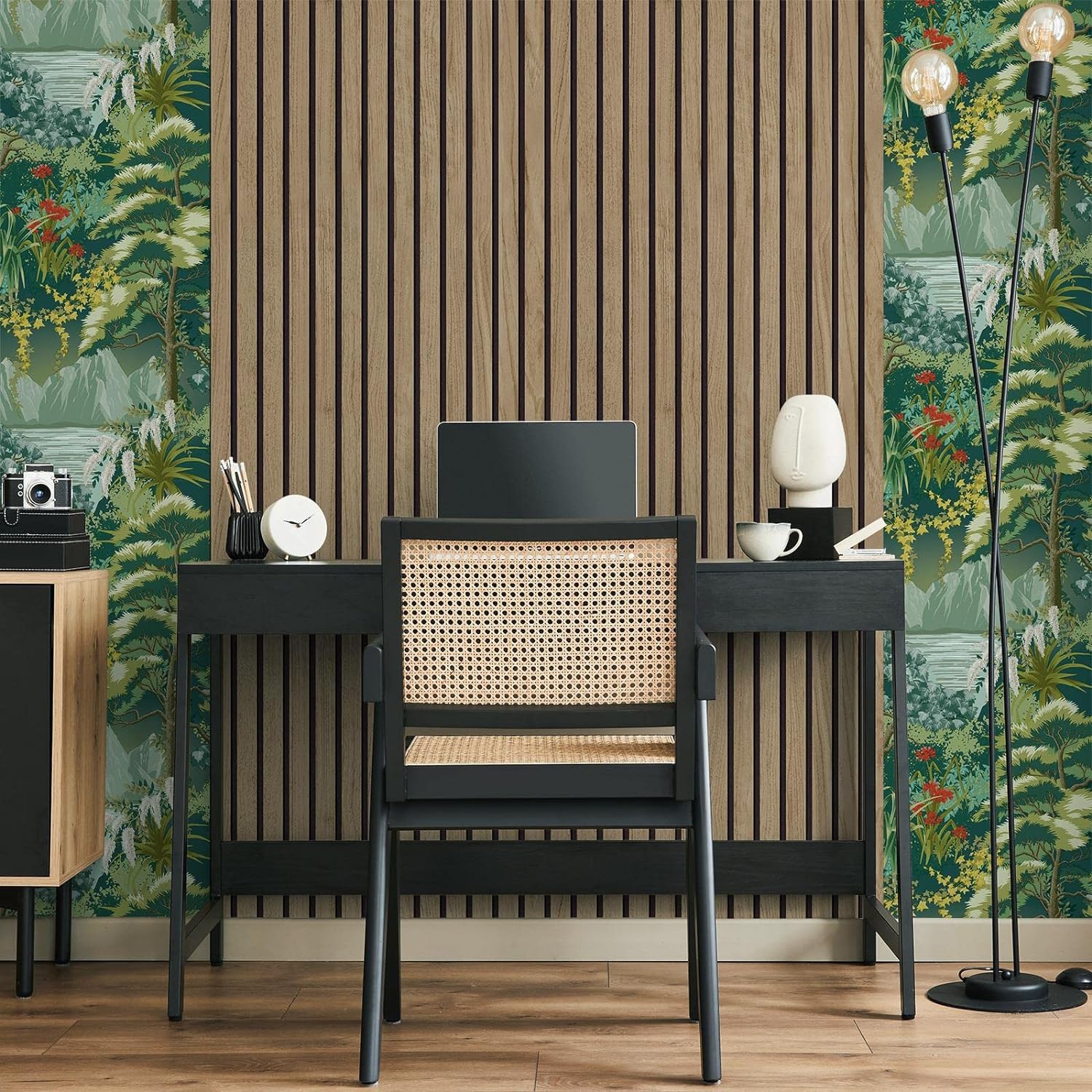 Panacea Wood Slats Wallpaper Walnut - Brown/Black - Belgravia 1157