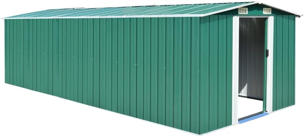 vidaXL Garden Shed 257x580x181cm Metal Grey Outdoor Tool Storage House Cabin