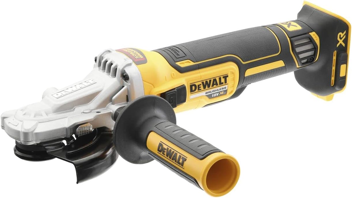 DEWALT DCG405FN-XJ DCG405FN Cordless XR Brushless Flathead Angle Grinder, 18 V, Yellow/Black, 125 mm