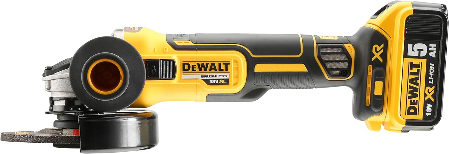 DEWALT DCG405FN-XJ DCG405FN Cordless XR Brushless Flathead Angle Grinder, 18 V, Yellow/Black, 125 mm