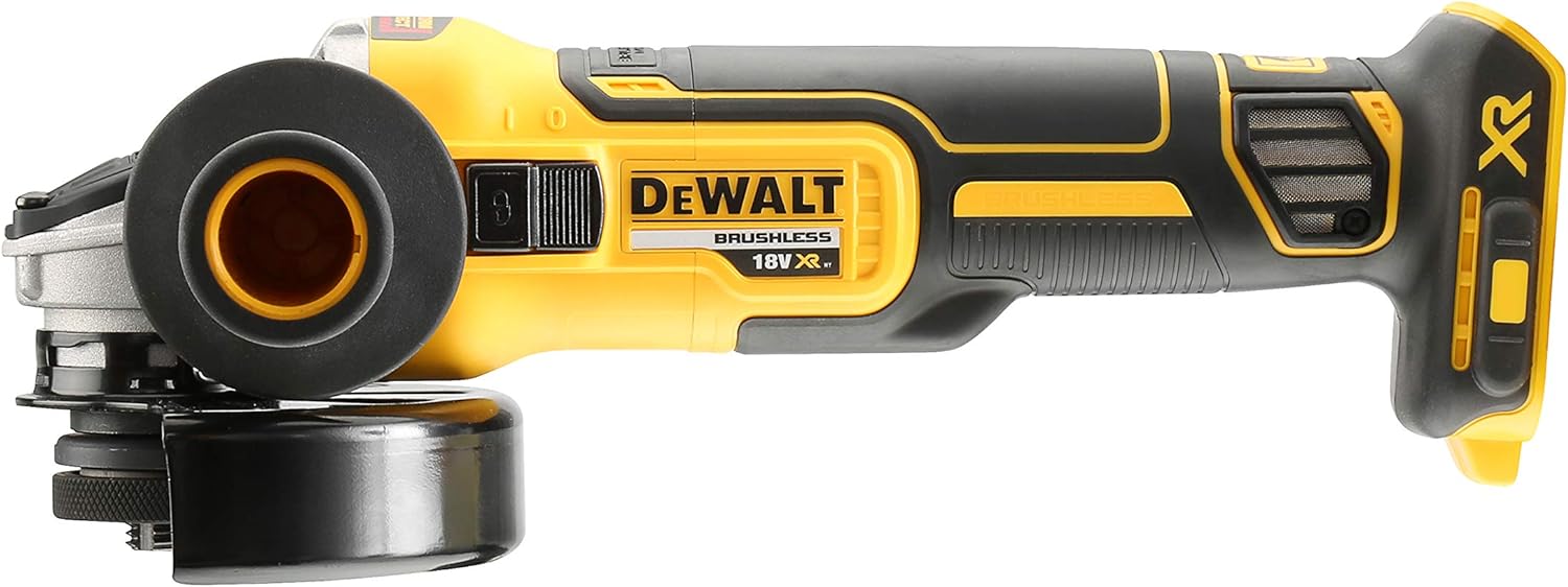 DEWALT DCG405FN-XJ DCG405FN Cordless XR Brushless Flathead Angle Grinder, 18 V, Yellow/Black, 125 mm