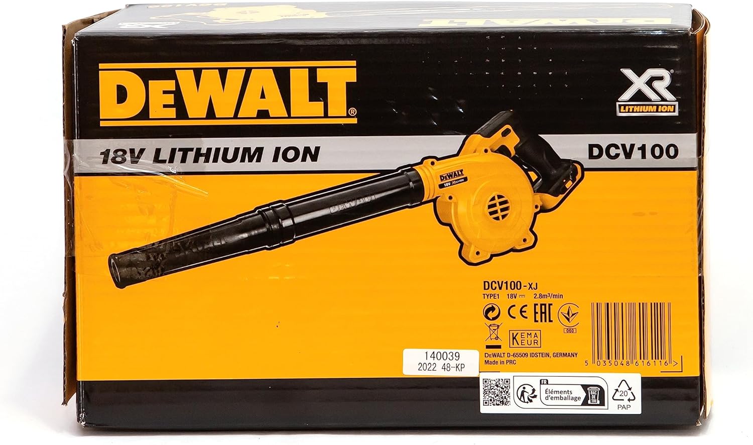 DEWALT DCV100-XJ 18 V Li-Ion XR Compact Cordless Blower - Bare Unit