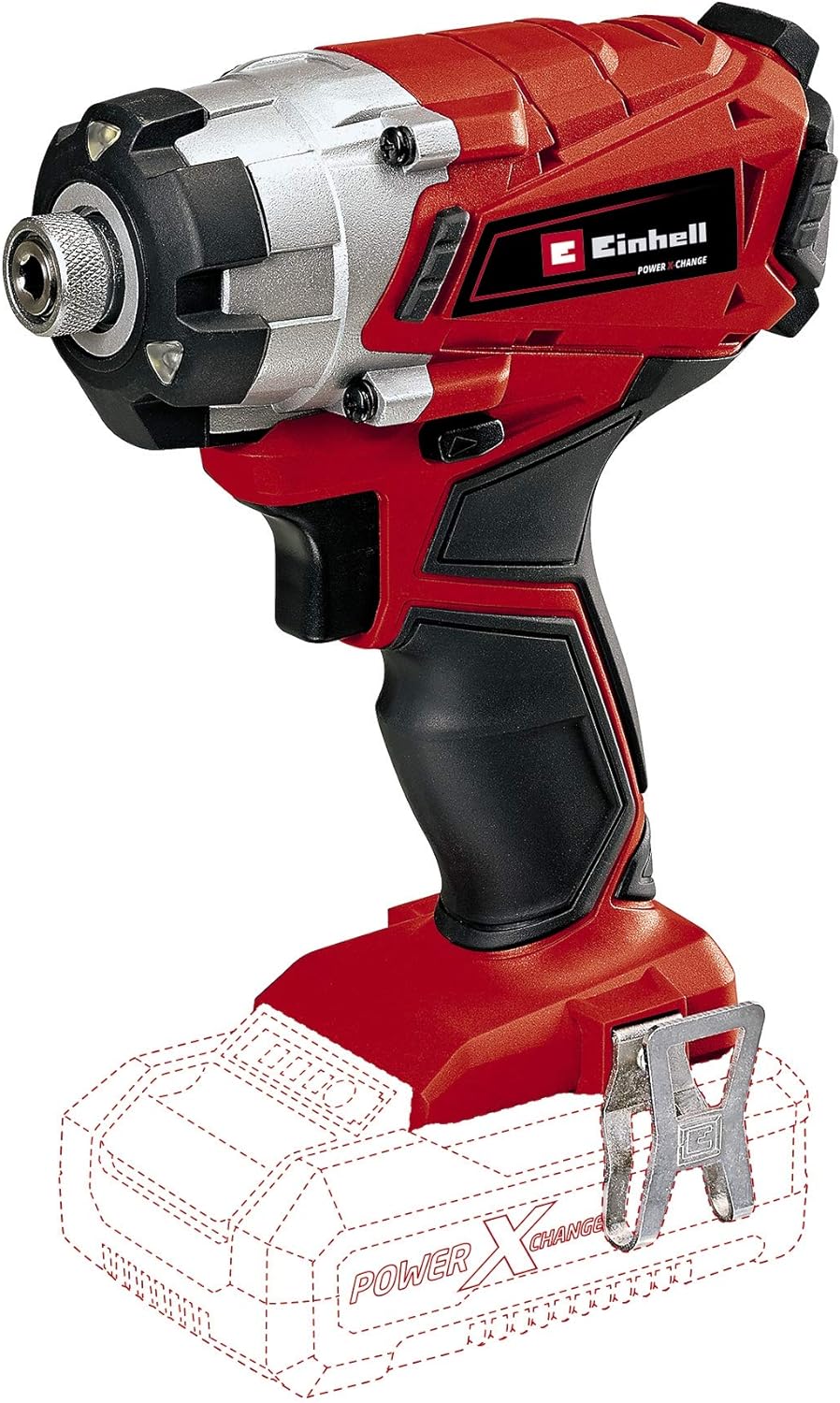 Einhell Power X-Change 140Nm Cordless Impact Driver - 18V, 2300 RPM, 1/4 Hex Bit Mount, LED Light - TE-CI 18/1 Li Solo Battery Powered Impact Drill (Battery Not Included)