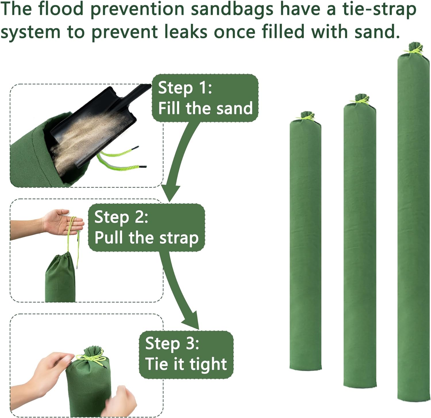 Flood Prevention Sandbags, Reusable Flood Water Barrier, Suitable for Indoor and Outdoor, etc. to Control Flooding in Rainy Season (6 feet 7 inches (Pack of 4))