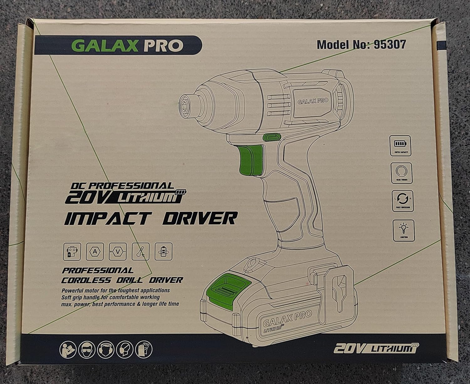 GALAX PRO Cordless Impact Driver 20V, Variable Speed (0-2800RPM),with LED Work Light, 6pcs Screwdriver Bits, 1.3Ah Battery and Charger