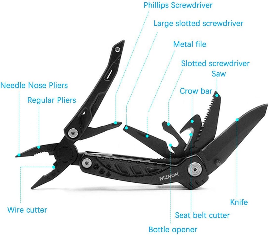 HONZIN Multi Tool Pliers Set, Foldable Pliers Stainless Steel Multitool with Nylon Pouch Ideal Pocket Tool for Outdoor