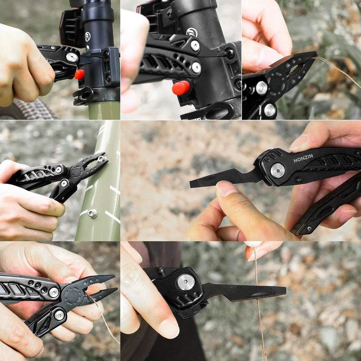 HONZIN Multi Tool Pliers Set, Foldable Pliers Stainless Steel Multitool with Nylon Pouch Ideal Pocket Tool for Outdoor