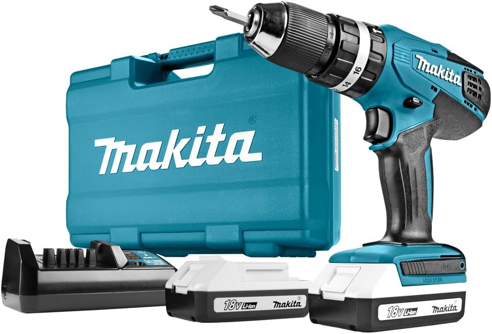 Makita HP457DWE10 Combi Drill, 18 V, Multi-Colour