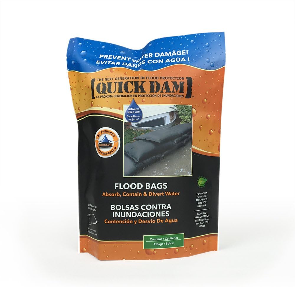 Quick Dam QD1224-6 Water Activated Flood Bags 1ft x 2ft, 6-Pack, Black