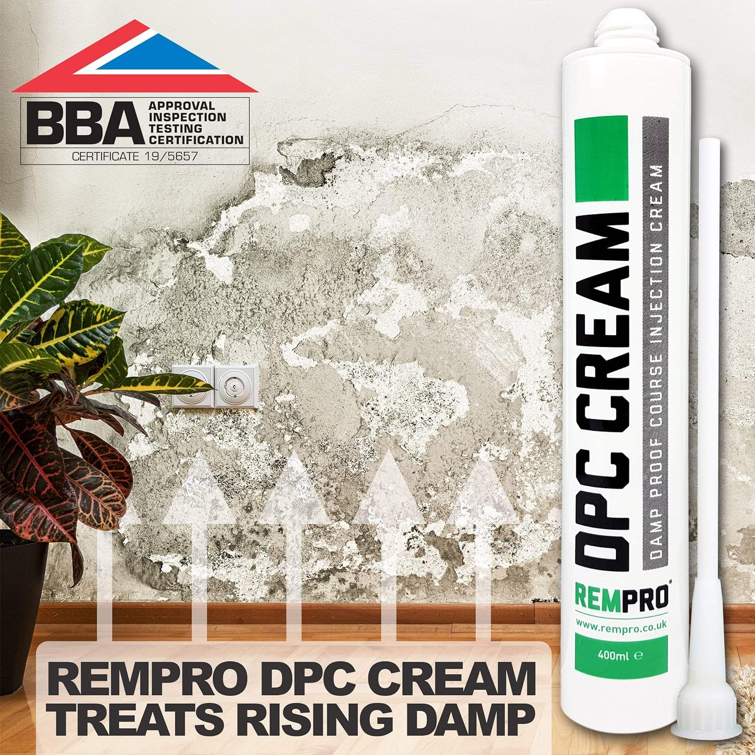 Rempro 10 x 400ml DPC Damp Proofing Course Cream - Barrier Treatment Control of Rising Damp in Walls - BBA Certified