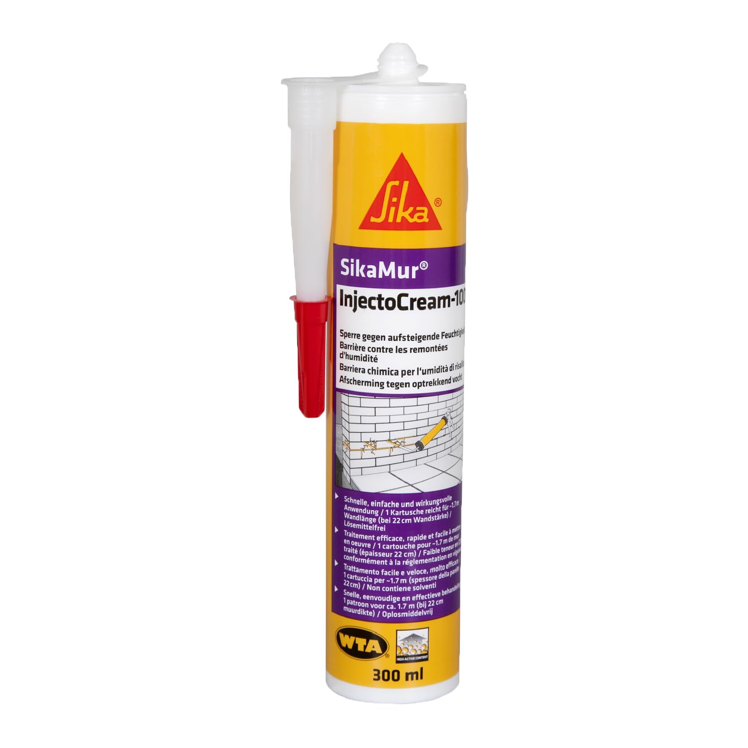 Sika SikaMur Injectocream 100 | Silane Based Injectable Damp Proof Course for Rising Damp Treatment - 300ml