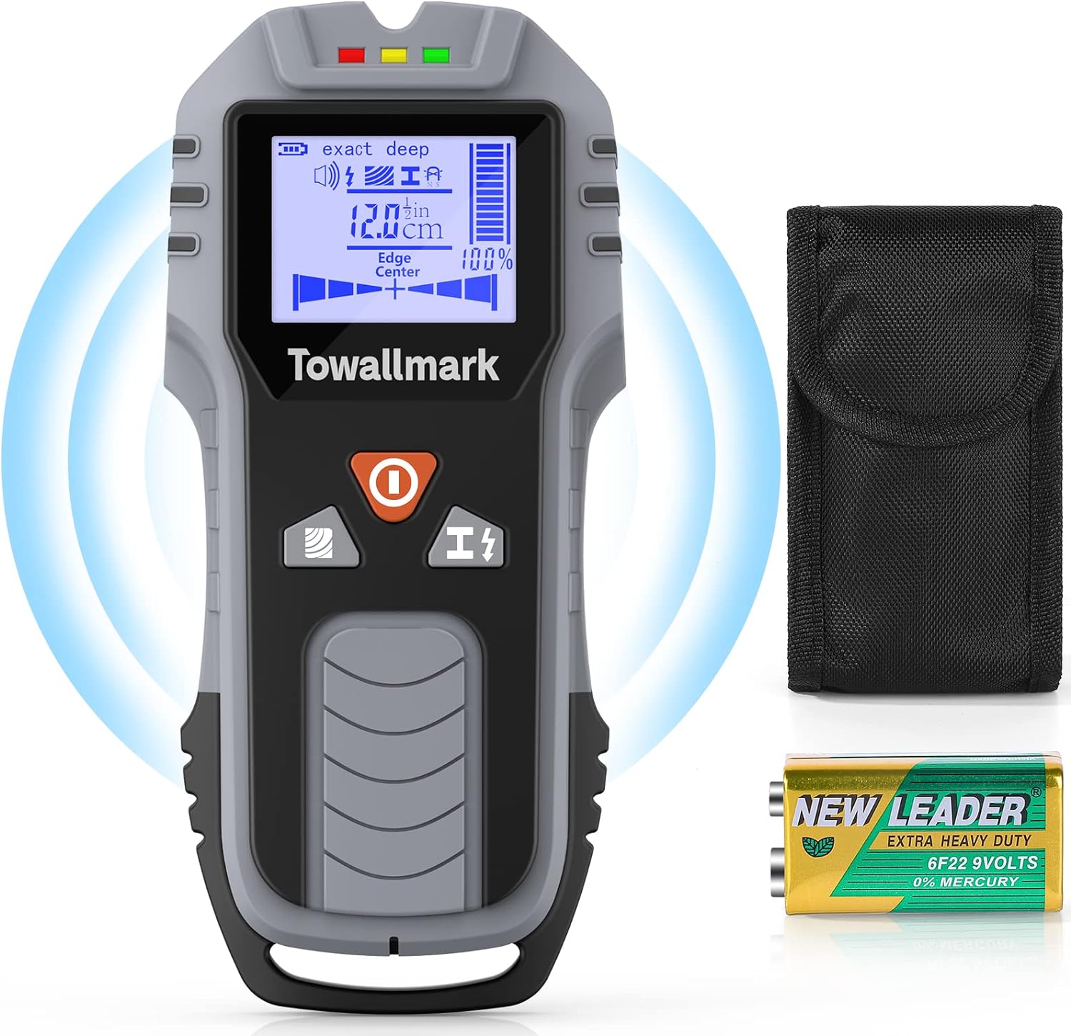 Towallmark Stud Finder Wall Scanner 5 in 1, Accurate Stud Detector with 120mm Digital Depth Display, Units Conversion in/cm, Audio Alarm for Center Edge of Wood, AC Wire, Metal Pipe