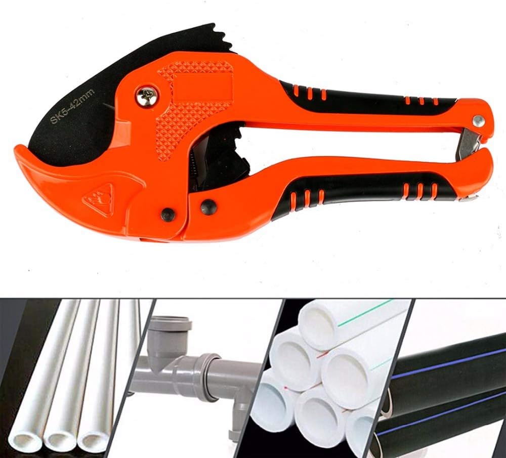 42mm Plastic Pipe Cutter Heavy Duty PPR/PE/PVC Pipe Cutting Tool Tubing Cutter Shears Cuts Multi-Functional Stainless Waste Pipe Cutter Shears Cuts