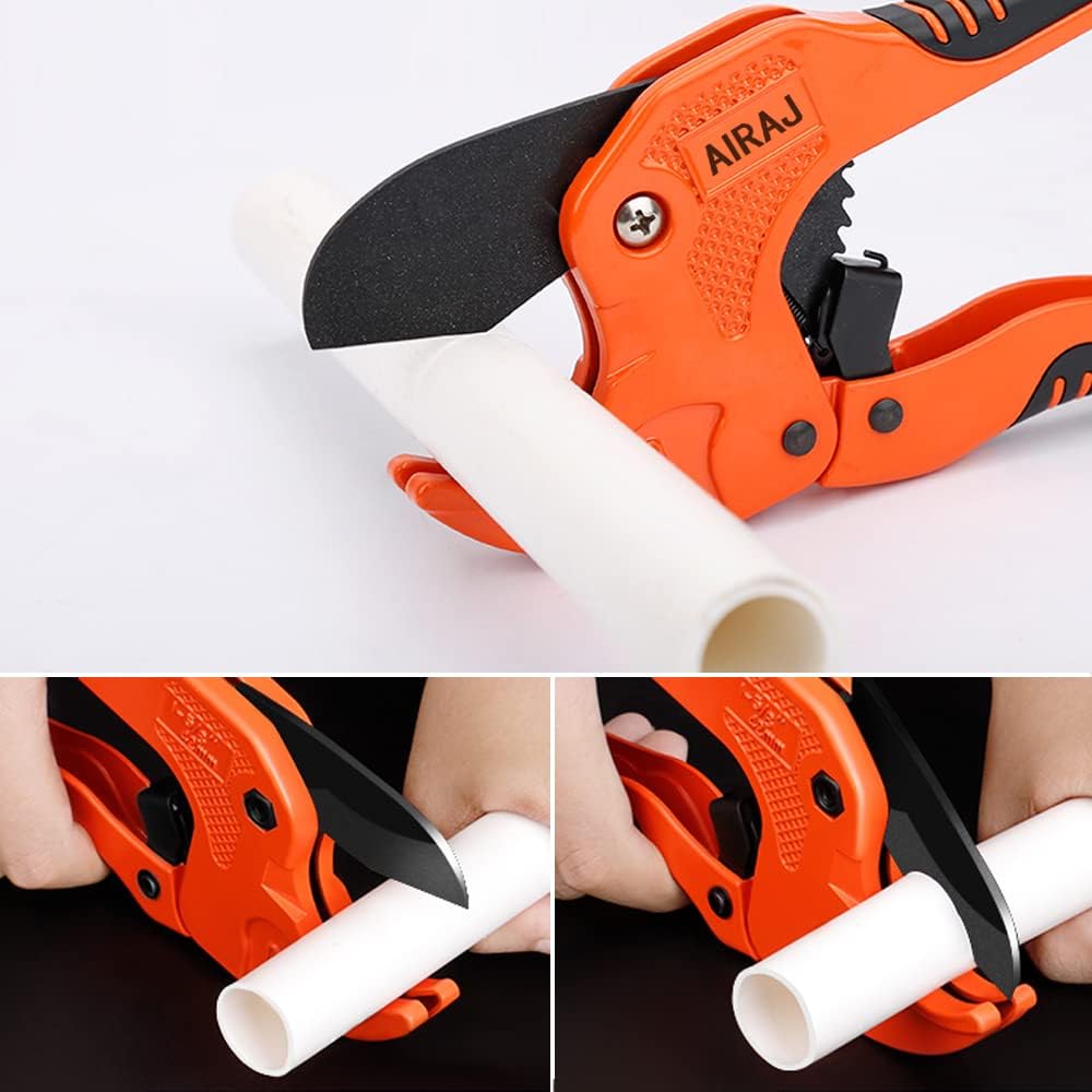 AIRAJ Plastic Pipe Cutter, PVC Cutter Ratchet Type Pipe Cutter,for Cutting Outer Diameter 42 mm PEX, PVC and PPR Plastic Hoses Premium Plastic Pipe Shear, Suitable for Household, Maintenance Workers