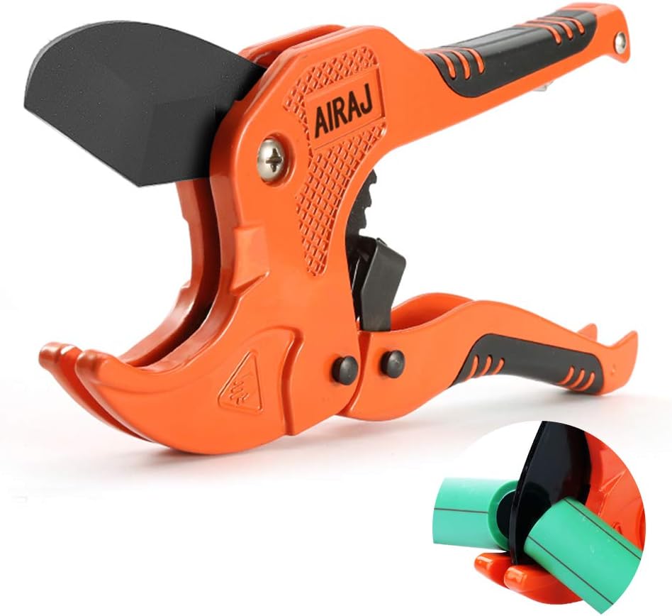 AIRAJ Plastic Pipe Cutter, PVC Cutter Ratchet Type Pipe Cutter,for Cutting Outer Diameter 42 mm PEX, PVC and PPR Plastic Hoses Premium Plastic Pipe Shear, Suitable for Household, Maintenance Workers