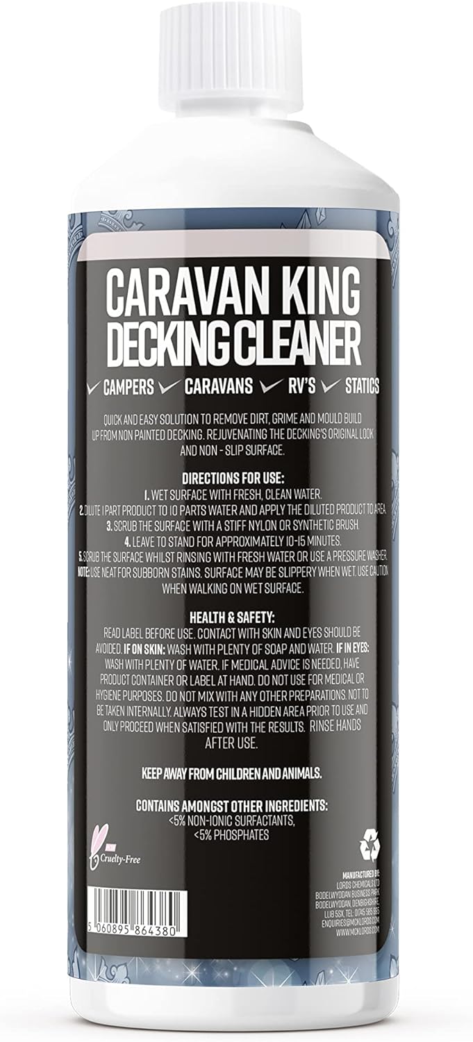 Caravan King Decking Cleaner | Removes Dirt, Grime and Mould | Suitable for Wood Composite, 1 Litre, Clear