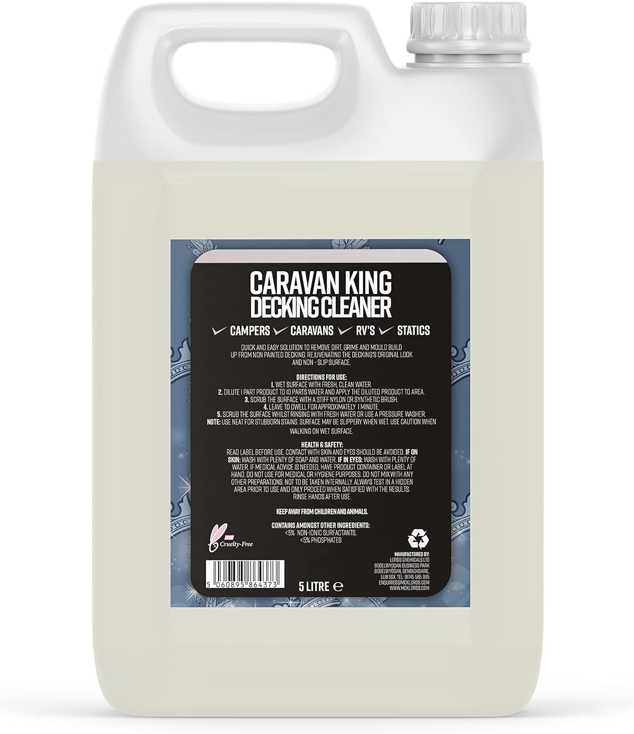 Caravan King Decking Cleaner | Removes Dirt, Grime and Mould | Suitable for Wood Composite, 5 Litre, Clear