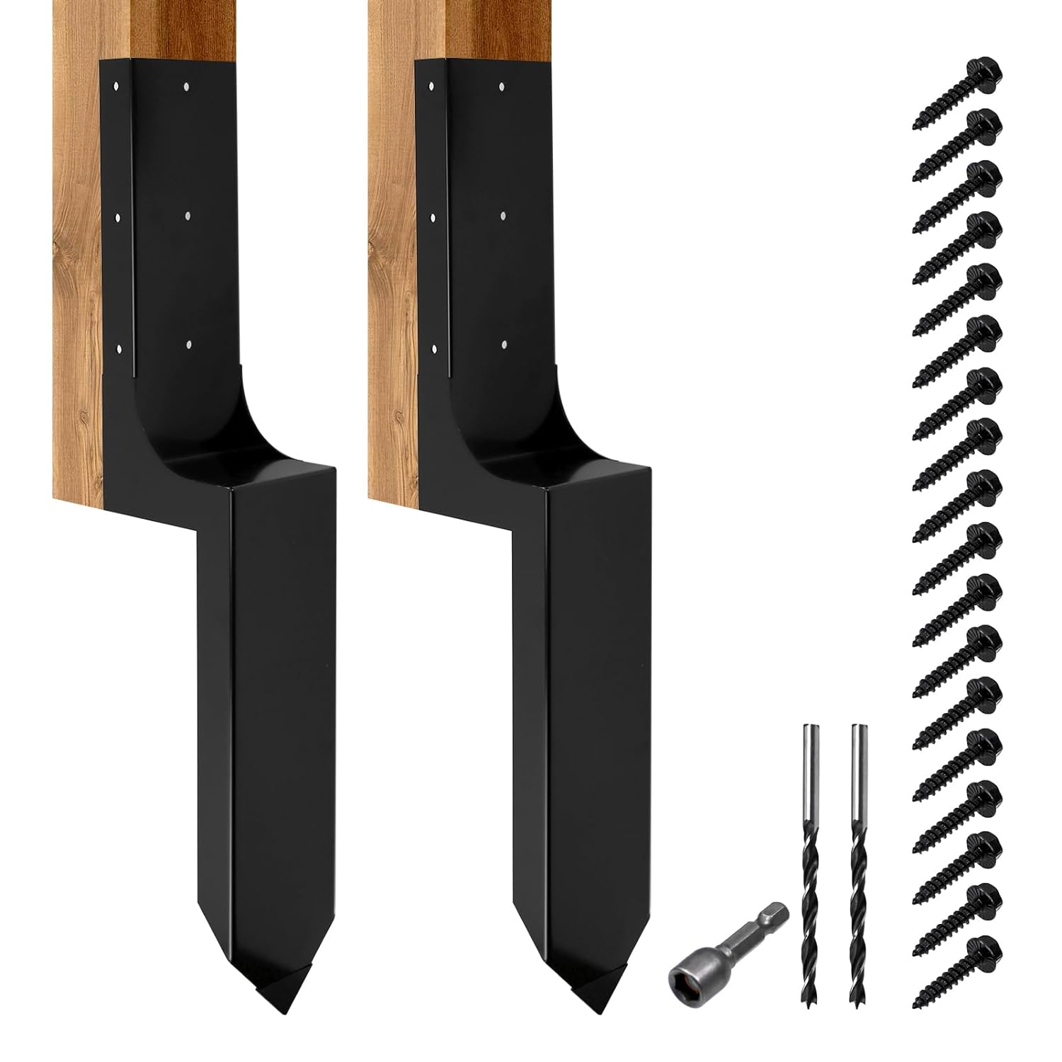 CNQLIS 3.6x3.6 Fence Post Repair Kit,Heavy Duty Steel Fence Post Repair Stakes,for Repairing Broken Wooden Fence Post Repair Stakes(2 Pack