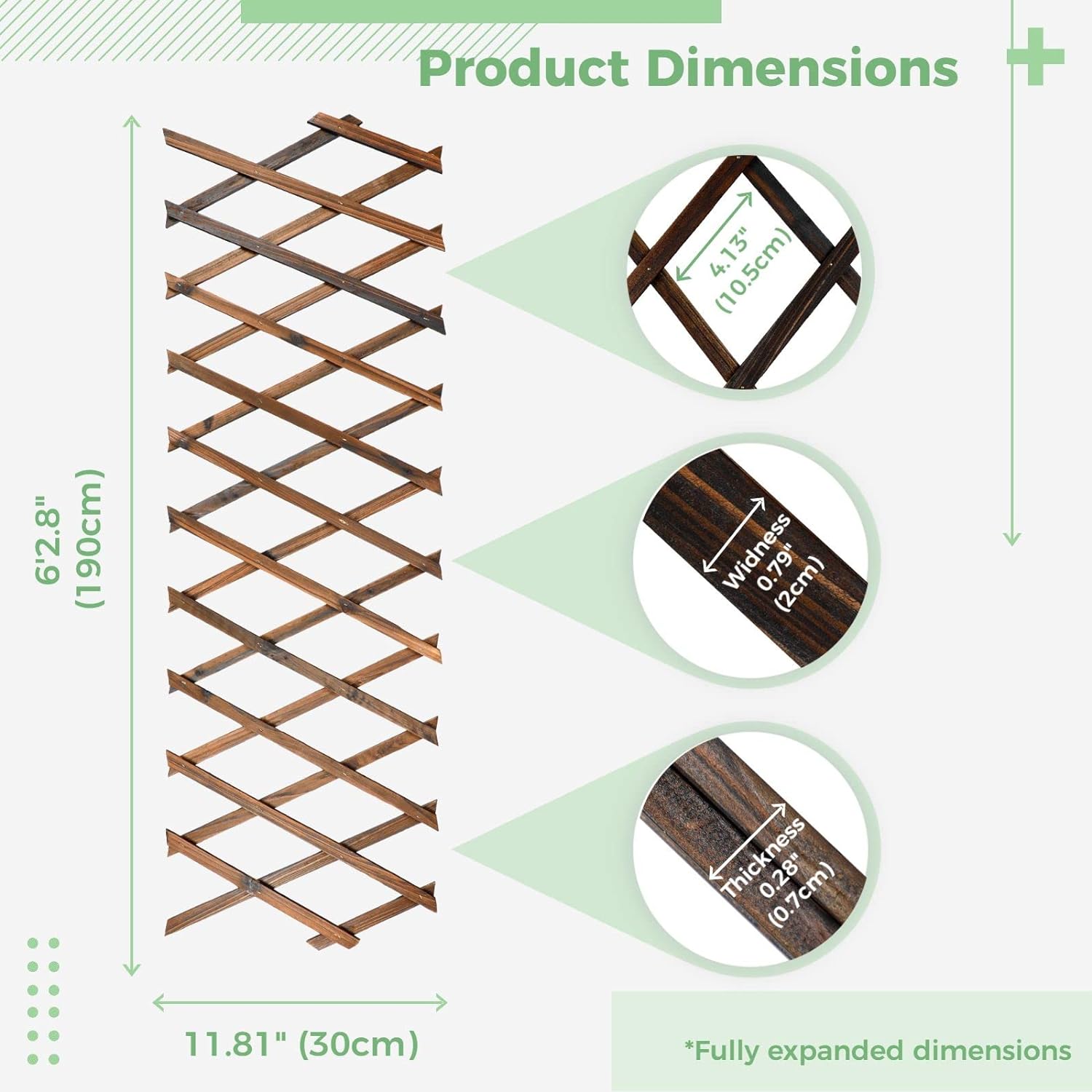 Expandable Garden Plant Trellis 2 Pcs, Wooden Trellis Expanding Panels, Garden Fence Trellis, Vertical Rack Stand for Climbing Plants, Wall Decor Hanging Frame for Room Garden Patio Indoor Outdoor