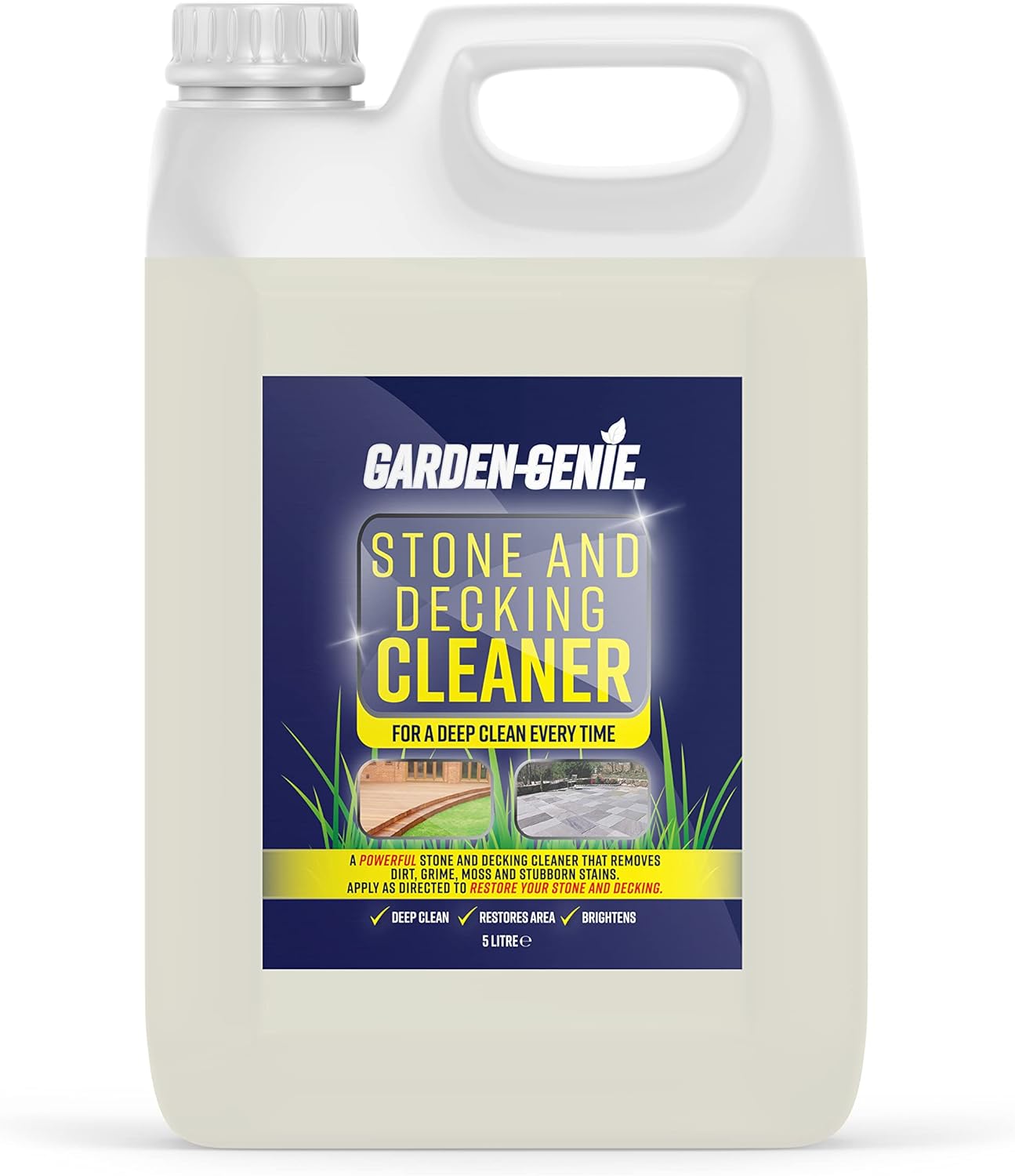 Garden Genie FAM0700 Stone Decking Cleaner | Removes Moss, Mould Algae, 5 Litre