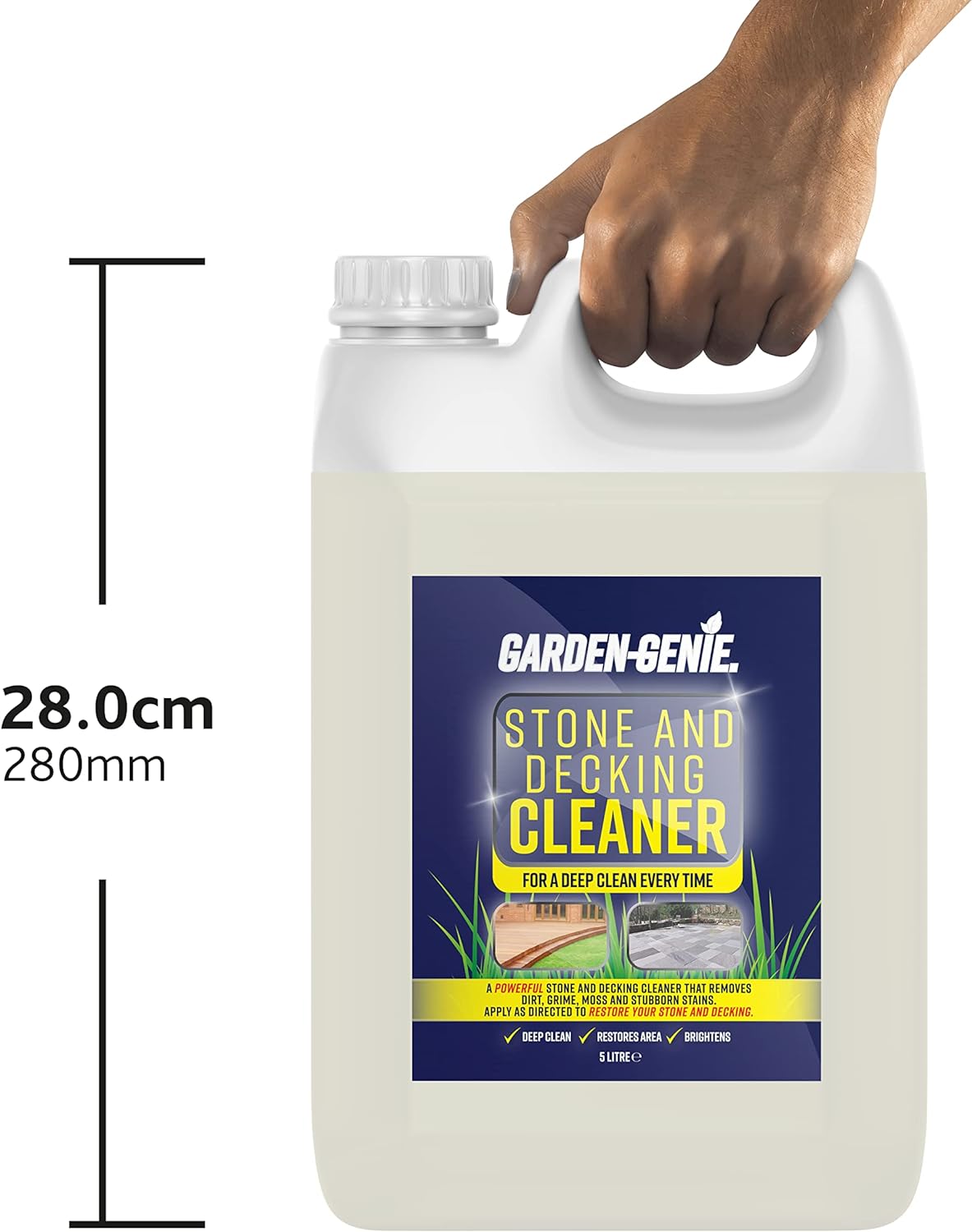 Garden Genie FAM0700 Stone Decking Cleaner | Removes Moss, Mould Algae, 5 Litre