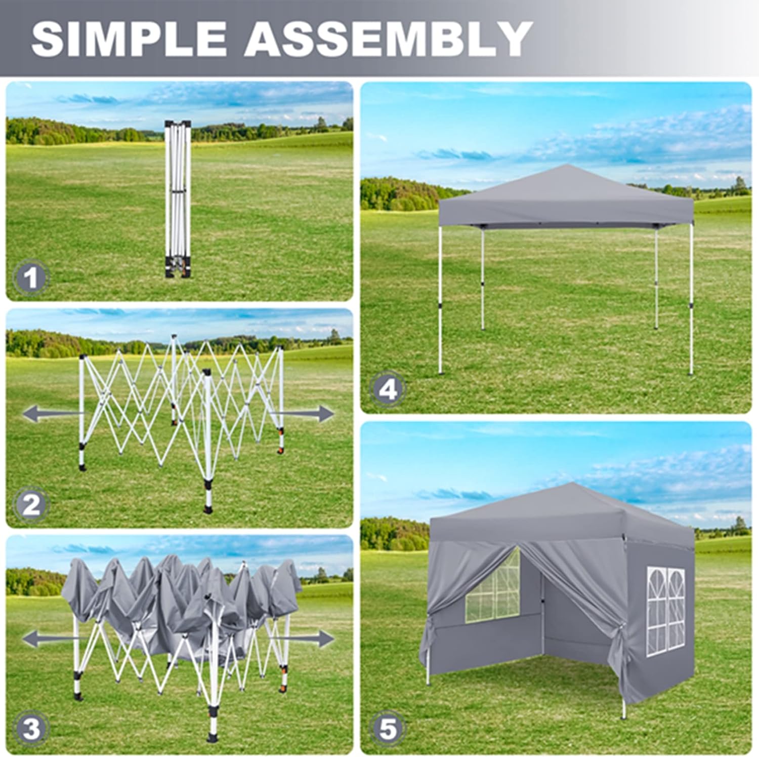 Gazebo, Leadyeah Pop Up Gazebo with Sides 2.5m x 2.5m, Folding Gazebo Tent, Fully Waterproof, 50+UV Protection for Garden, Camping, Party - Khaki