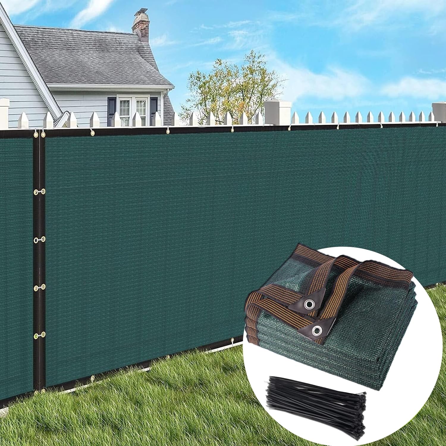 Gekufa Privacy Netting 2mx5m Garden Screening 130g/m² Fence Screening 90% HDPE Outdoor Shading Net UV-Resistant Tear-Resistant Windbreak Netting with Cable Ties and Eyelets