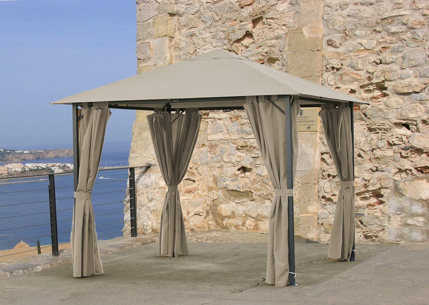 GRASEKAMP Qualität seit 1972 Replacement Roof 3 x 3 m Garden Gazebo Nice Taupe Gazebo Party Tent Cover Universal