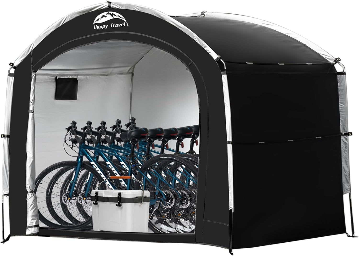 Happy Travel Bike Storage Shed Tent,Outdoor Portable Bicycle Storage Sheds with 210D Oxford Fabric PU4000 Waterproof for 2/3/4/5 Bikes,Bike Covers Shelter for Motorcycle,Garden Tools,Toys,Lawn Mover