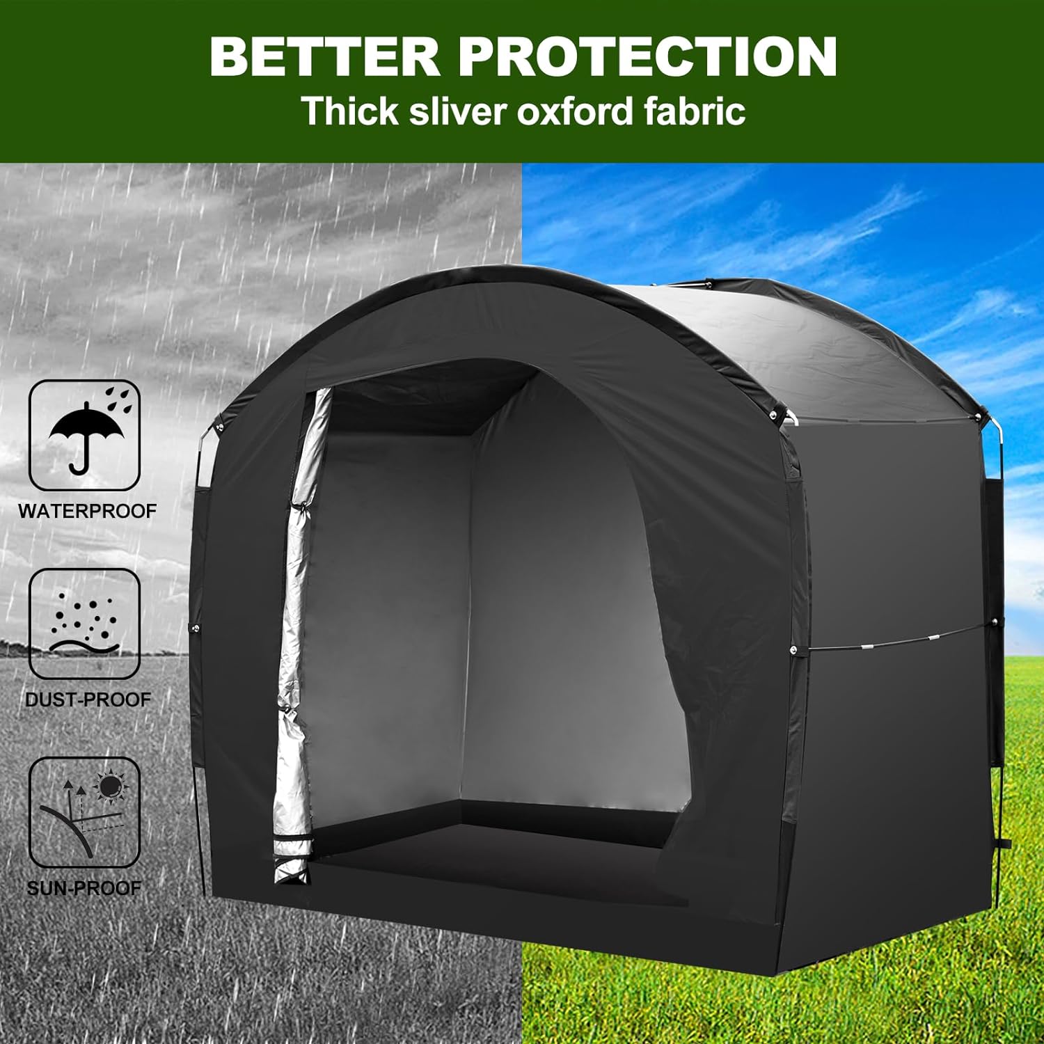 LILYPELLE Bike Storage Tent Portable Shed Cover for Bikes, Lawn Mower, Garden Tools, Waterproof Outdoor Backyard Storage Tent Shelter