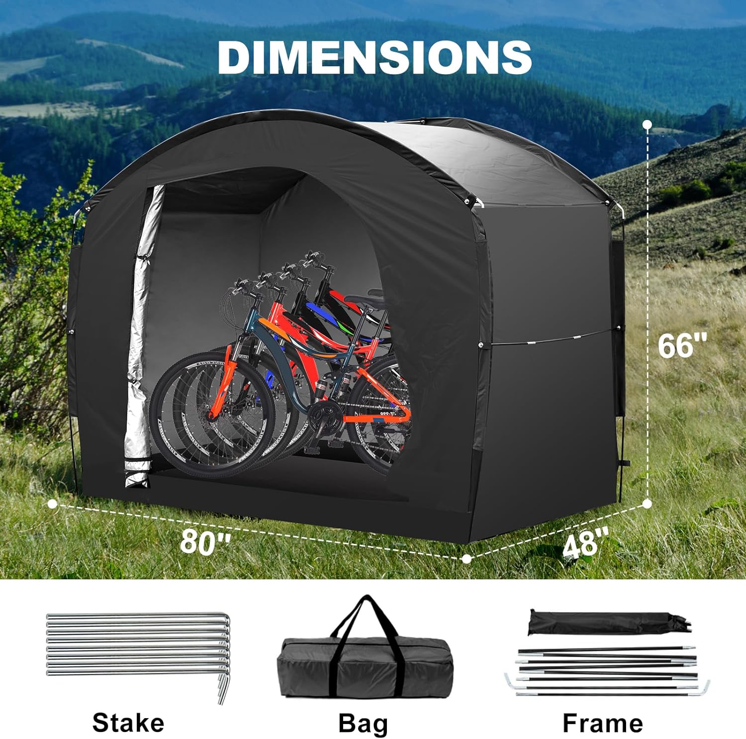 LILYPELLE Bike Storage Tent Portable Shed Cover for Bikes, Lawn Mower, Garden Tools, Waterproof Outdoor Backyard Storage Tent Shelter