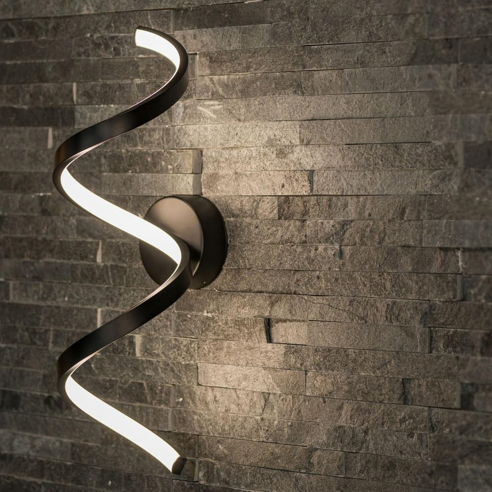 Matt Black Single Twist Wall Light Indoor/Outdoor Integrated LED Kitchen Living Room Light Fitting Neutral White Lighting - IP44 Rated [Energy Class E]