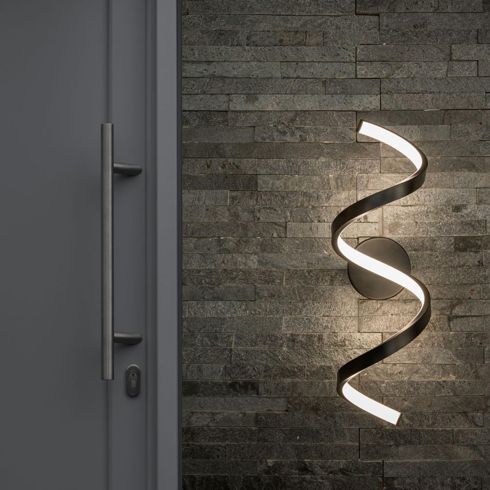 Matt Black Single Twist Wall Light Indoor/Outdoor Integrated LED Kitchen Living Room Light Fitting Neutral White Lighting - IP44 Rated [Energy Class E]