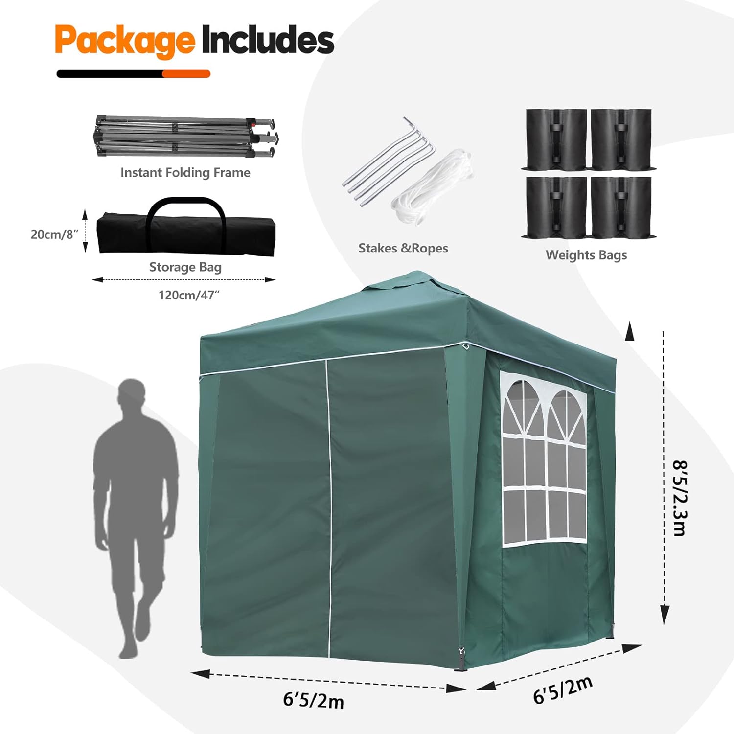 SANHENG Pop Up Gazebo, Pop Up Tent with Weights, Fully Waterproof, All Weather Gazebo ideal for Outdoor Party Camping (3x3m,Grey)