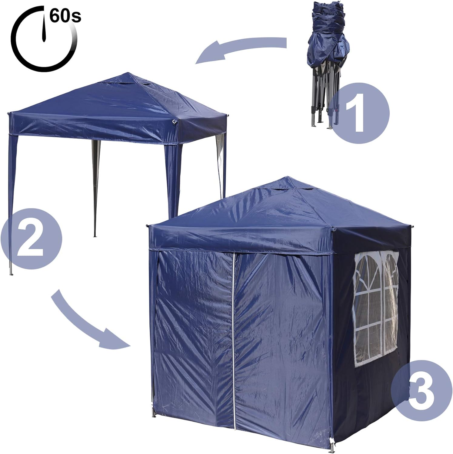 SANHENG Pop Up Gazebo, Pop Up Tent with Weights, Fully Waterproof, All Weather Gazebo ideal for Outdoor Party Camping (3x3m,Grey)