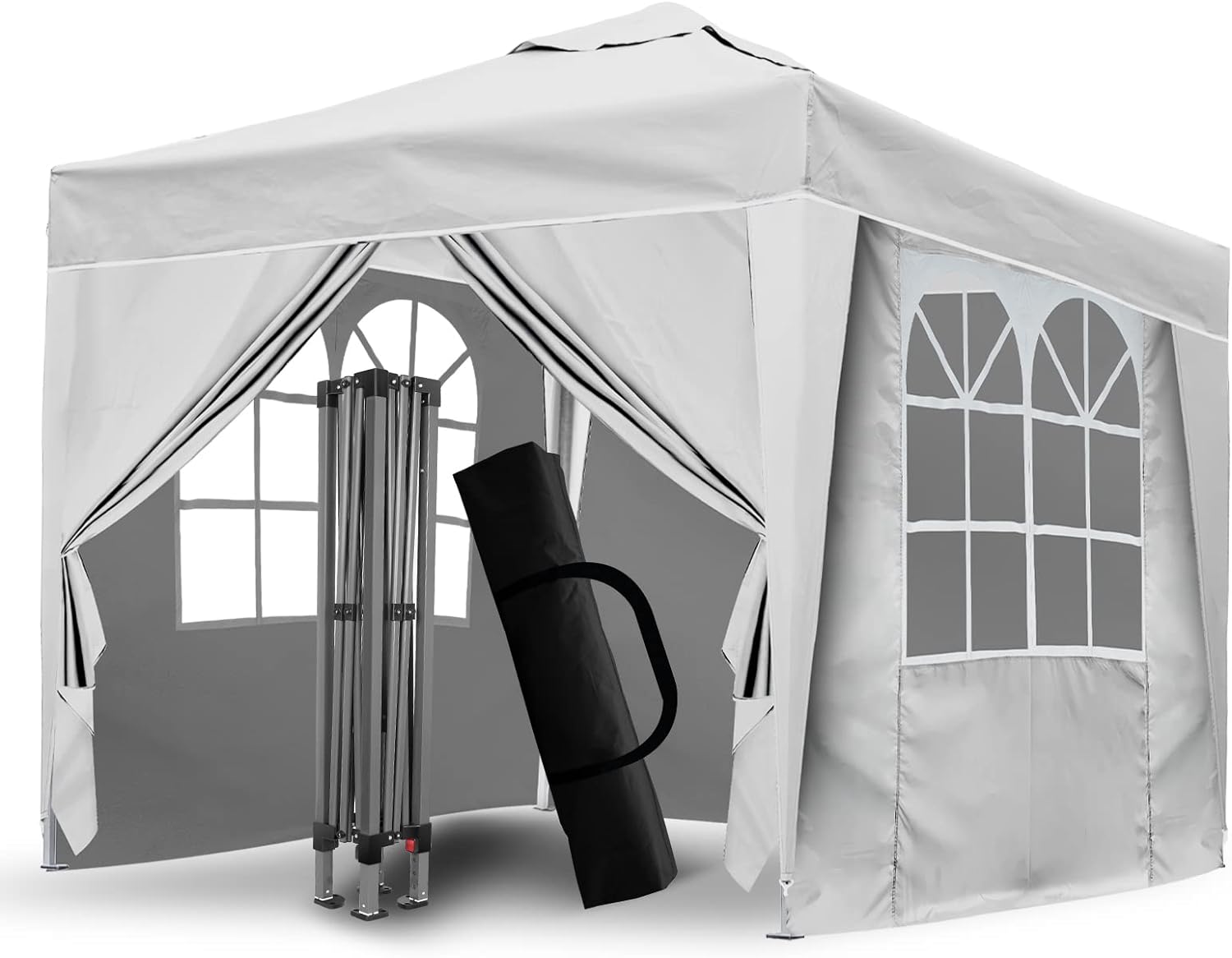 SANHENG Pop Up Gazebo, Pop Up Tent with Weights, Fully Waterproof, All Weather Gazebo ideal for Outdoor Party Camping (3x3m,Grey)