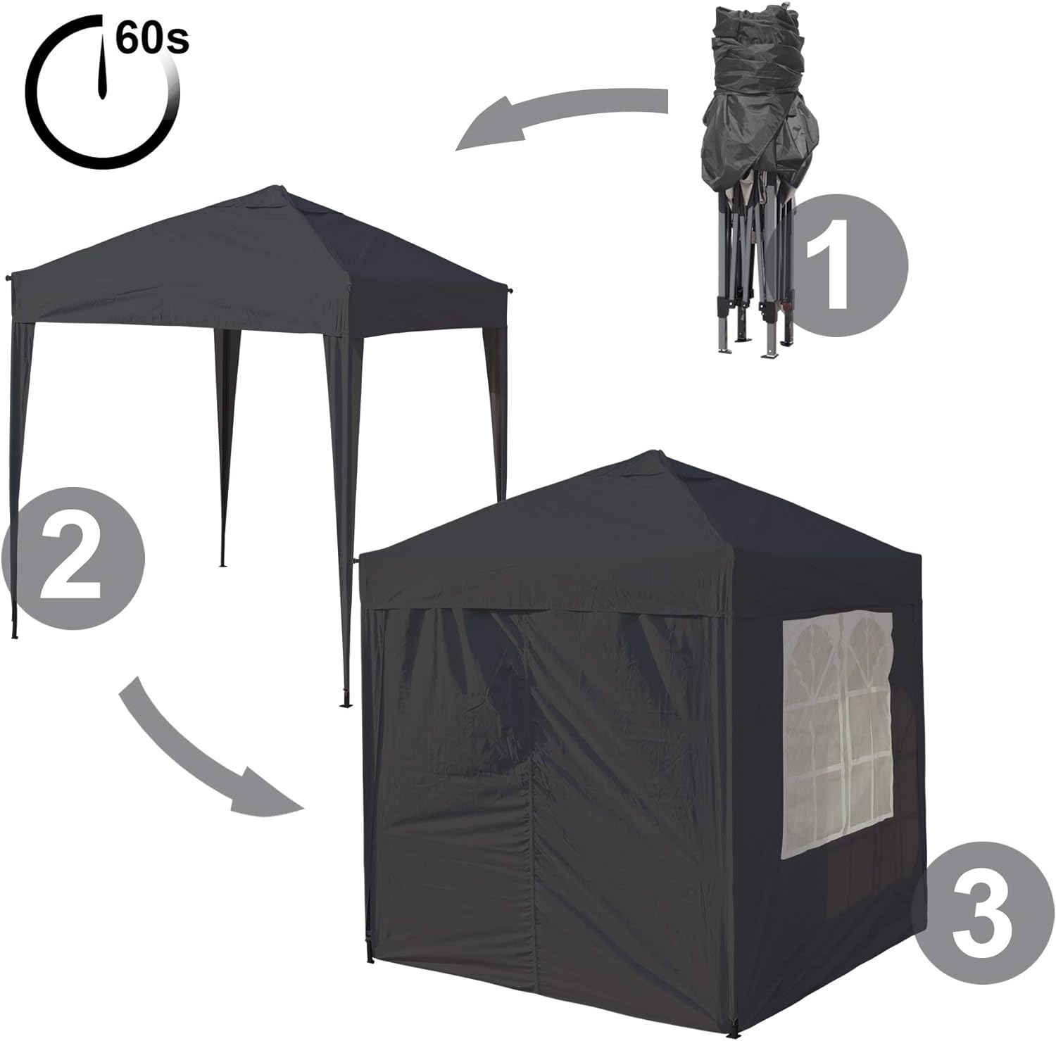 SANHENG Pop Up Gazebo, Pop Up Tent with Weights, Fully Waterproof, All Weather Gazebo ideal for Outdoor Party Camping (3x3m,Grey)