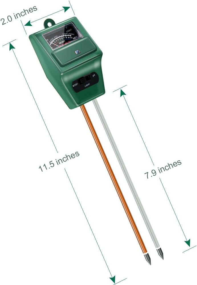 Sonkir Soil pH Meter, MS02 3-in-1 Soil Moisture/Light/pH Tester Gardening Tool Kits for Plant Care, Great for Garden, Lawn, Farm, Indoor Outdoor Use (Green)…