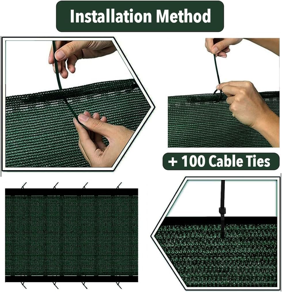 Viceree Garden Screening Green 2 x 10 Meters +50 Cable Ties for Easy Setting Garden Fence, Privacy Screen 90%, Garden Netting Weather-Resistant, Balcony Privacy Screen