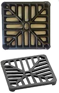 a close-up of a black grate | Building Material Review 