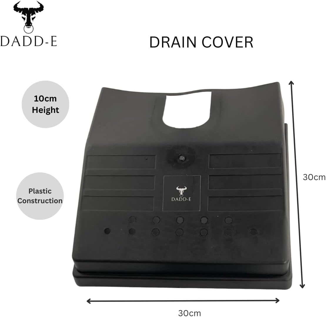 DADD-E Square 6” Cast Iron Gully Grid/Grate Metal Drain Cover in black satin finish - This COMBO BUNDLE also includes the ventilated Plastic Drain Guard Cover - Deliveries to Mainland UK ONLY